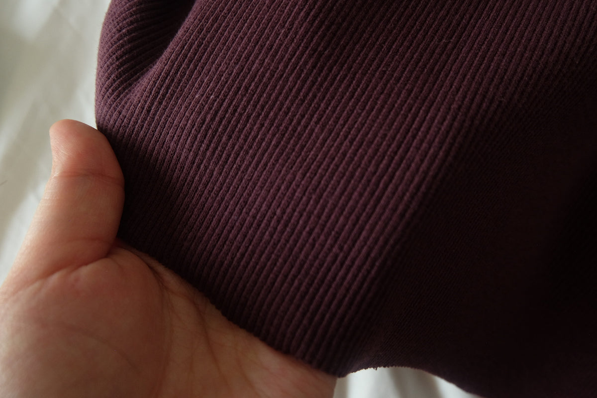 Smoky Plum Heavyweight Cotton Rib Knit – 1.6 yd
