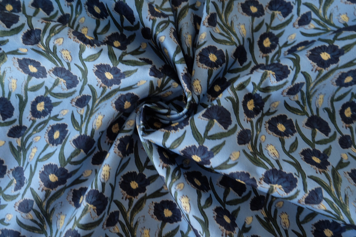 Midnight Blue Blooms Cotton Sateen – 2.19 yd