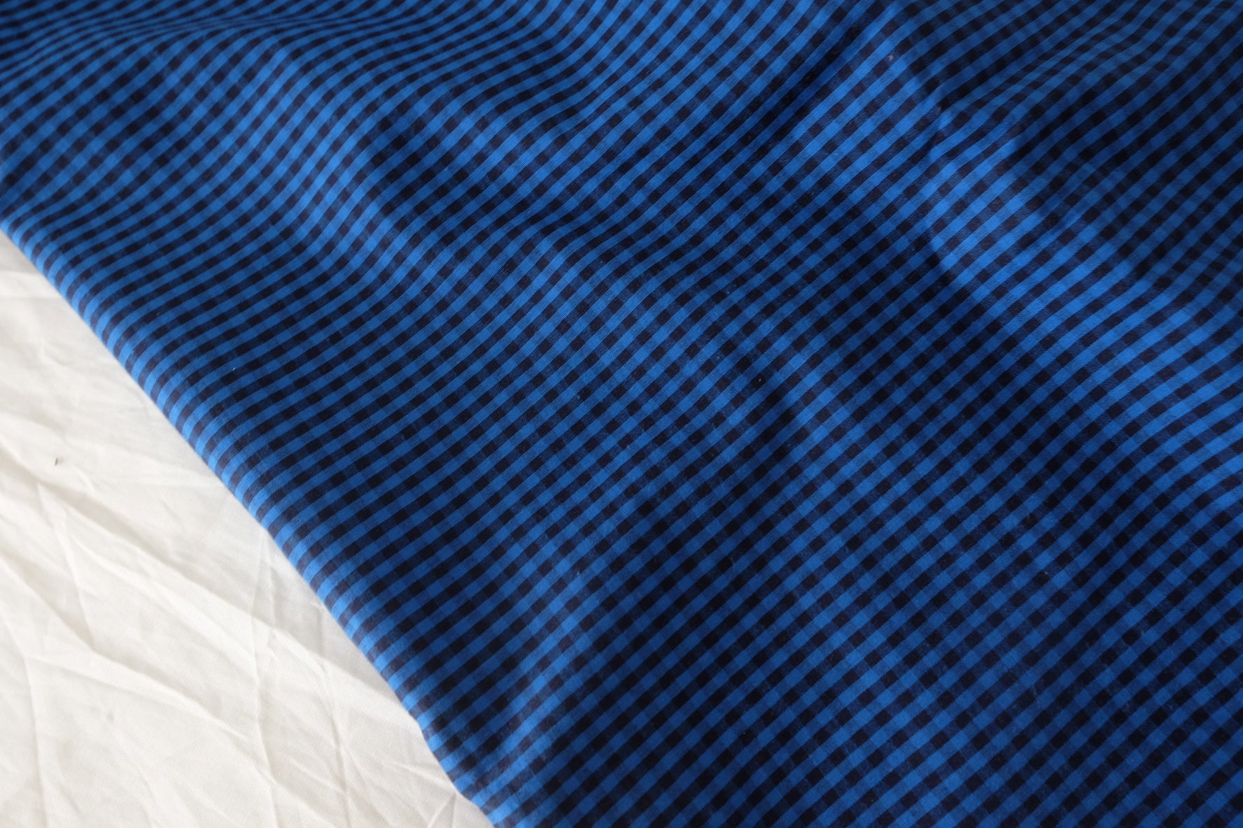 Blue-Black Yarn-Dyed Gingham Cotton Fabric – 3.3 yd