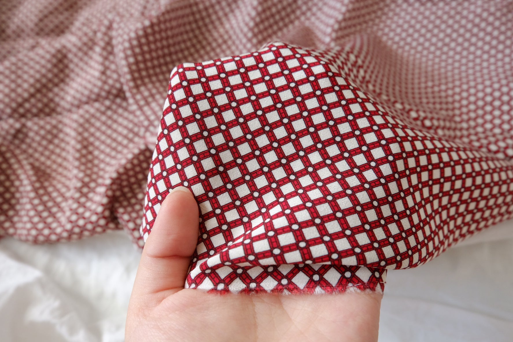 Gant Deadstock Silky Rayon Check Fabric - 2.19 yd