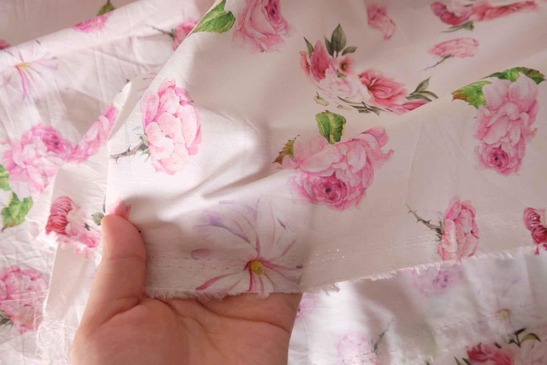 Pink Rose Garden Cotton Poplin Fabric – 3.3 yd