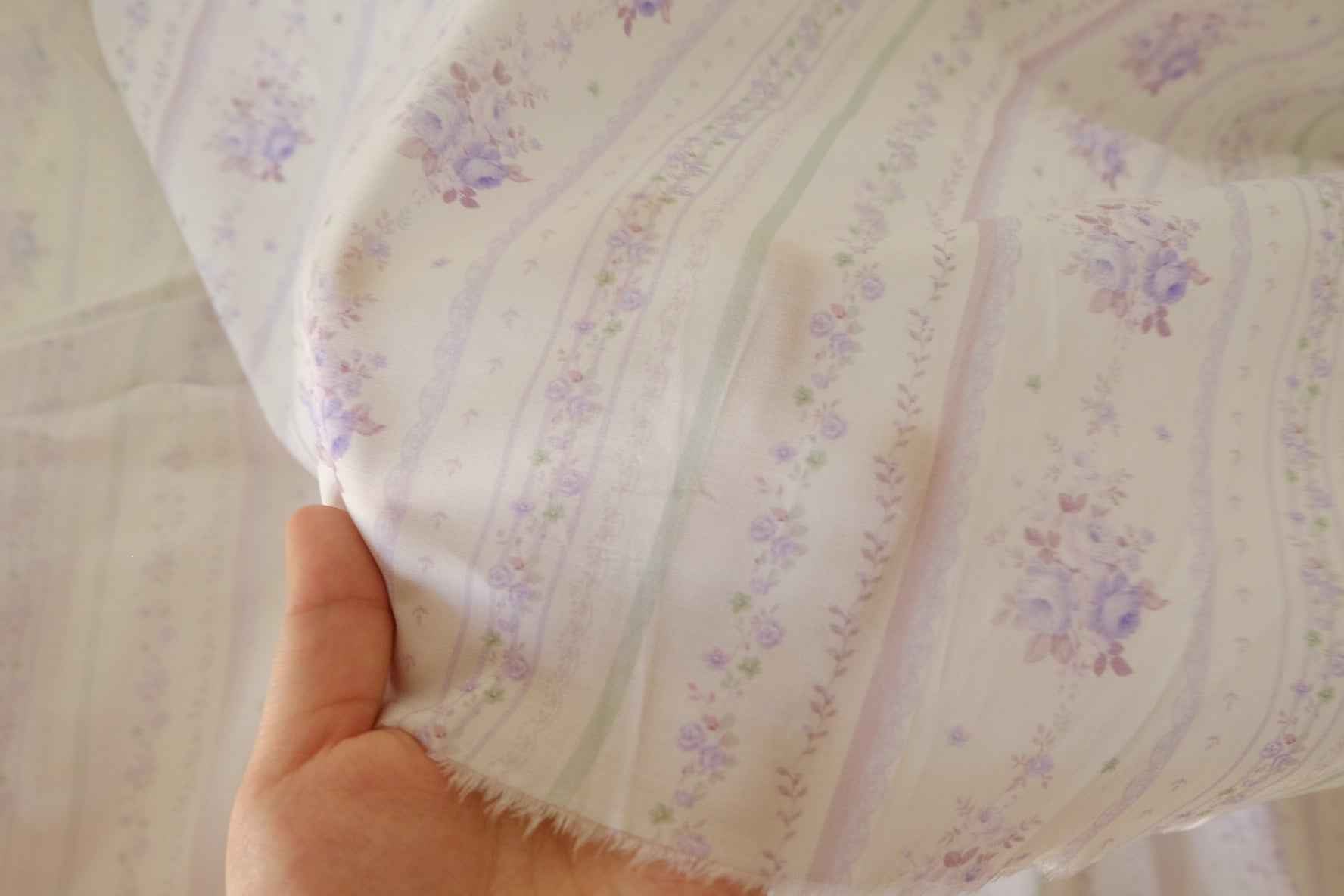 Floral Stripe Print  Cotton Satten -2.2 yards