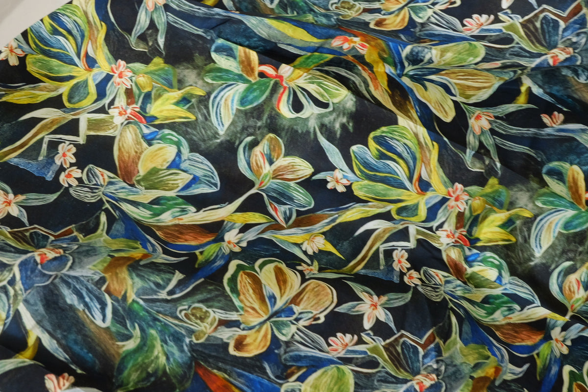 Midnight Botanical 60s Cotton Poplin – 2.7 yd