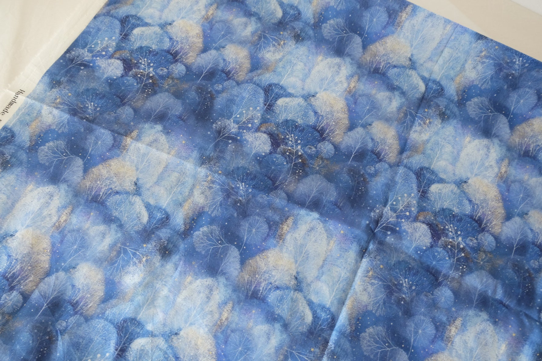 Dreamy Blue Forest Cotton Lawn Fabric – Watercolor Botanical Print – 2.2 yd