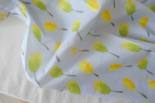 Yellow Tulip Cotton Poplin Fabric – 1.9 yd