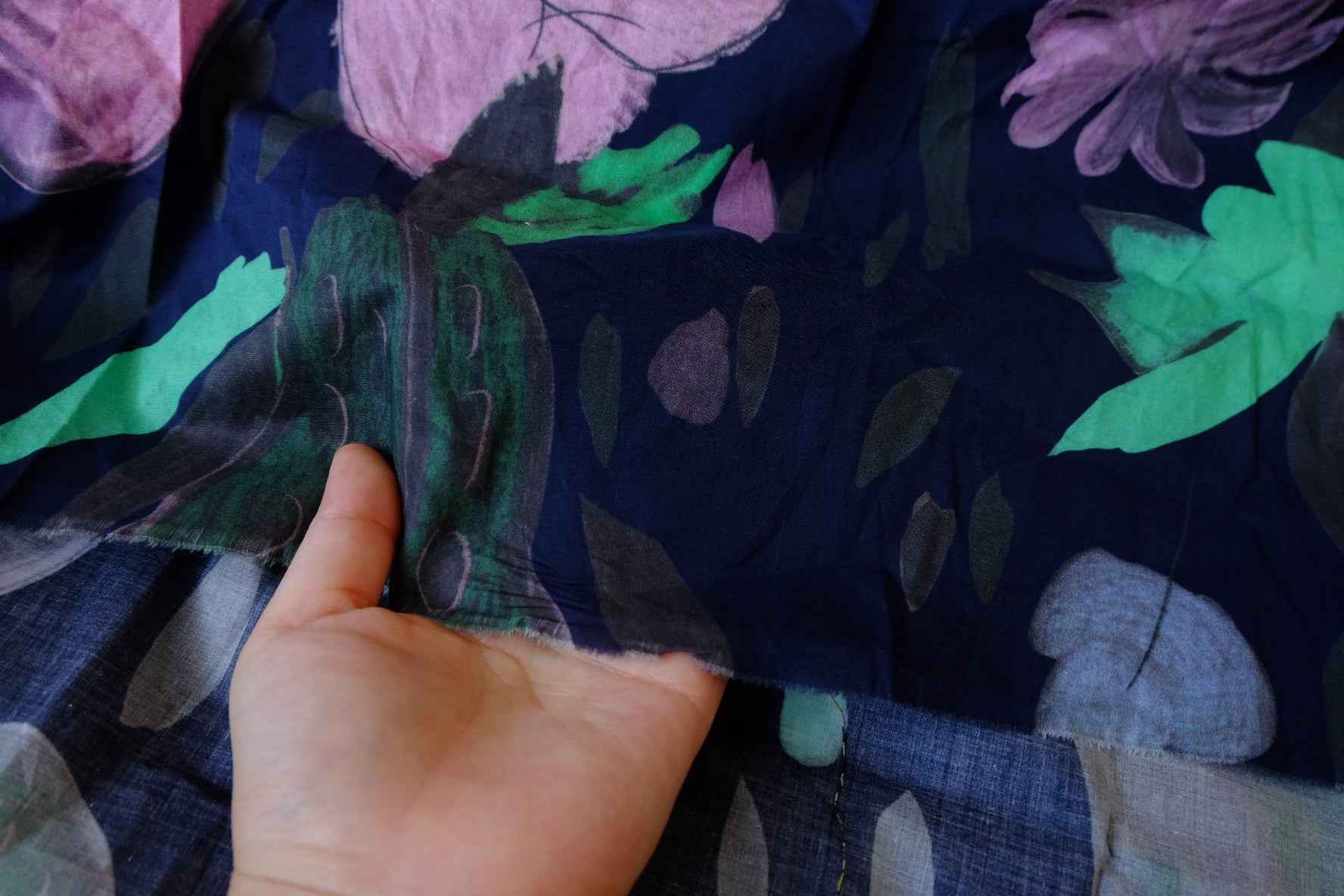 Blue Blossom Cotton Lawn Fabric — 2.08 yd