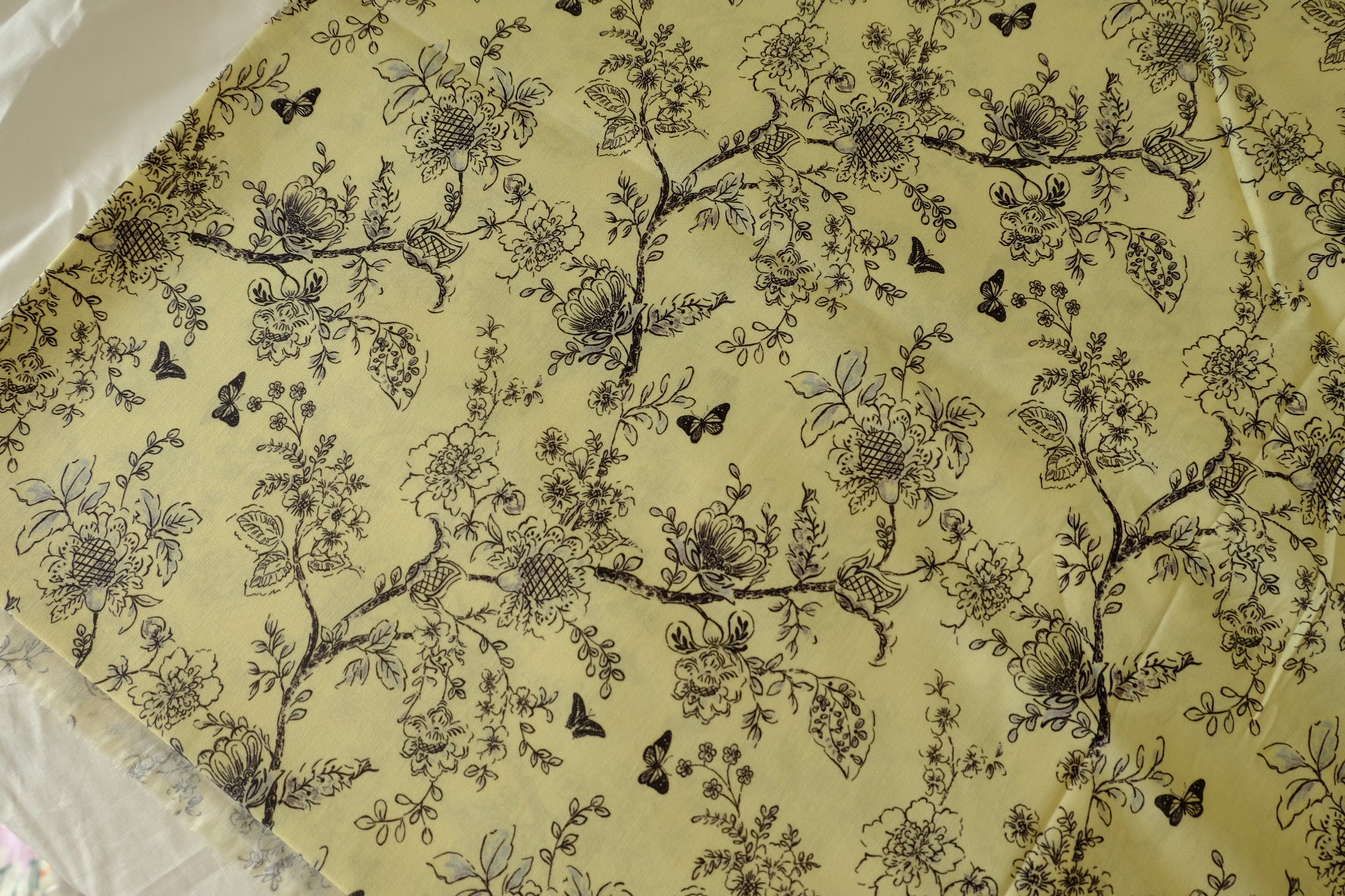 Butter Yellow Botanical Cotton Lawn – 2.2 yd