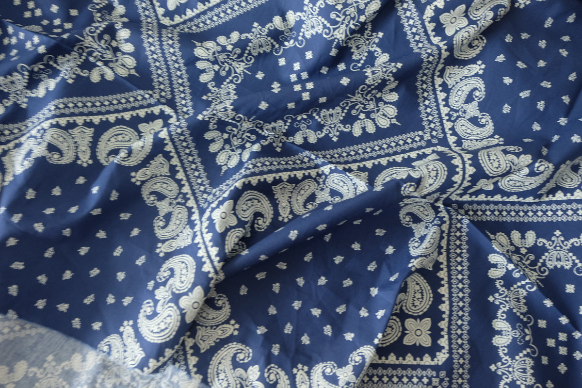Navy Paisley Bandana Cotton Poplin – 2.2 yd