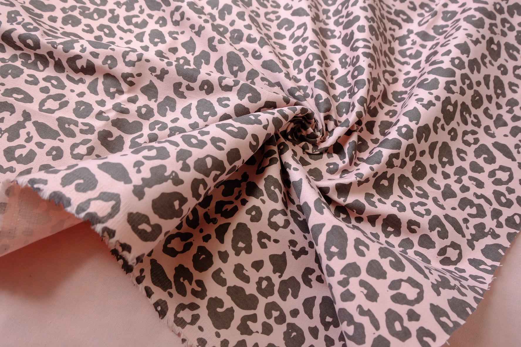 Pink Leopard Print Cotton Twill Fabric — 2.19 yd
