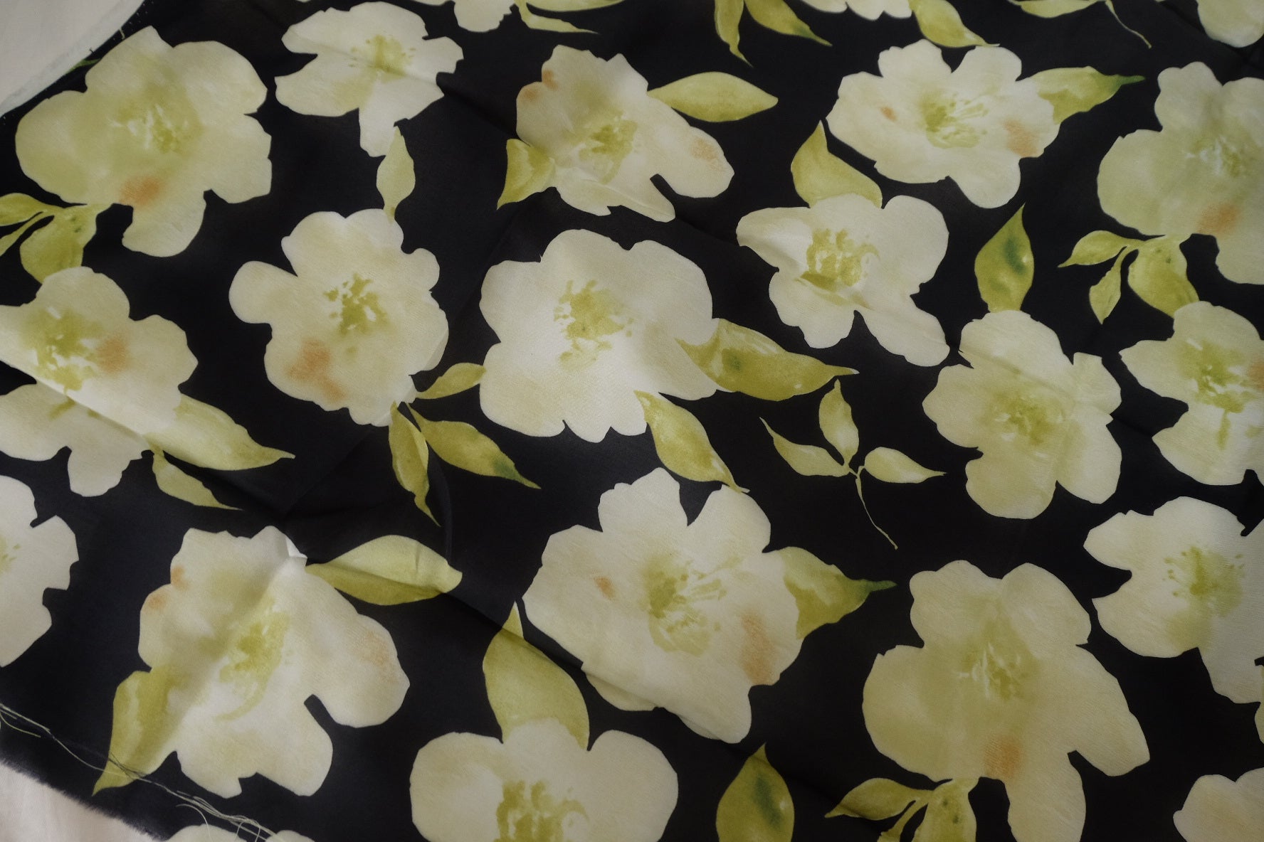 Watercolor Yellow Blossom Cotton Lawn Fabric – 3.3 yd
