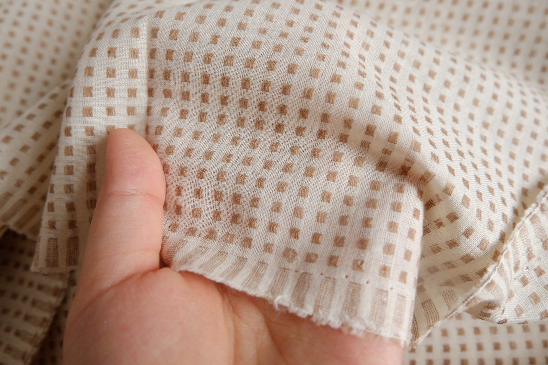 Soft Taupe Jacquard Cotton Fabric - 2.19 yd