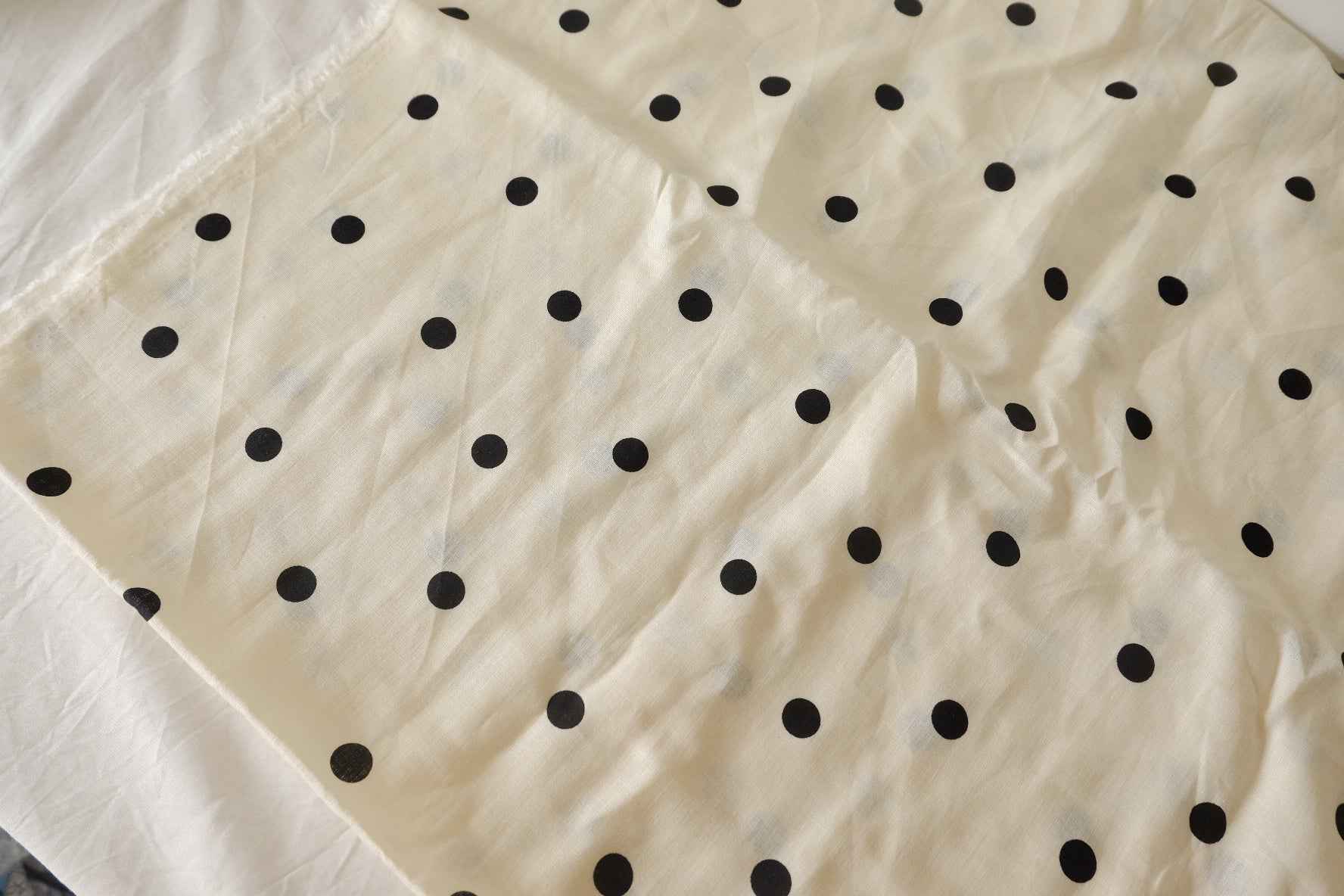 Ivory & Black Polka Dot Linen Fabric – 2.2 yd