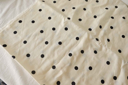 Ivory & Black Polka Dot Linen Fabric – 2.2 yd