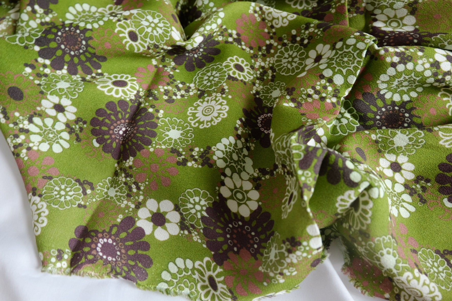Green Botanical Sanded Rayon Fashion Fabric - 2.19 yd