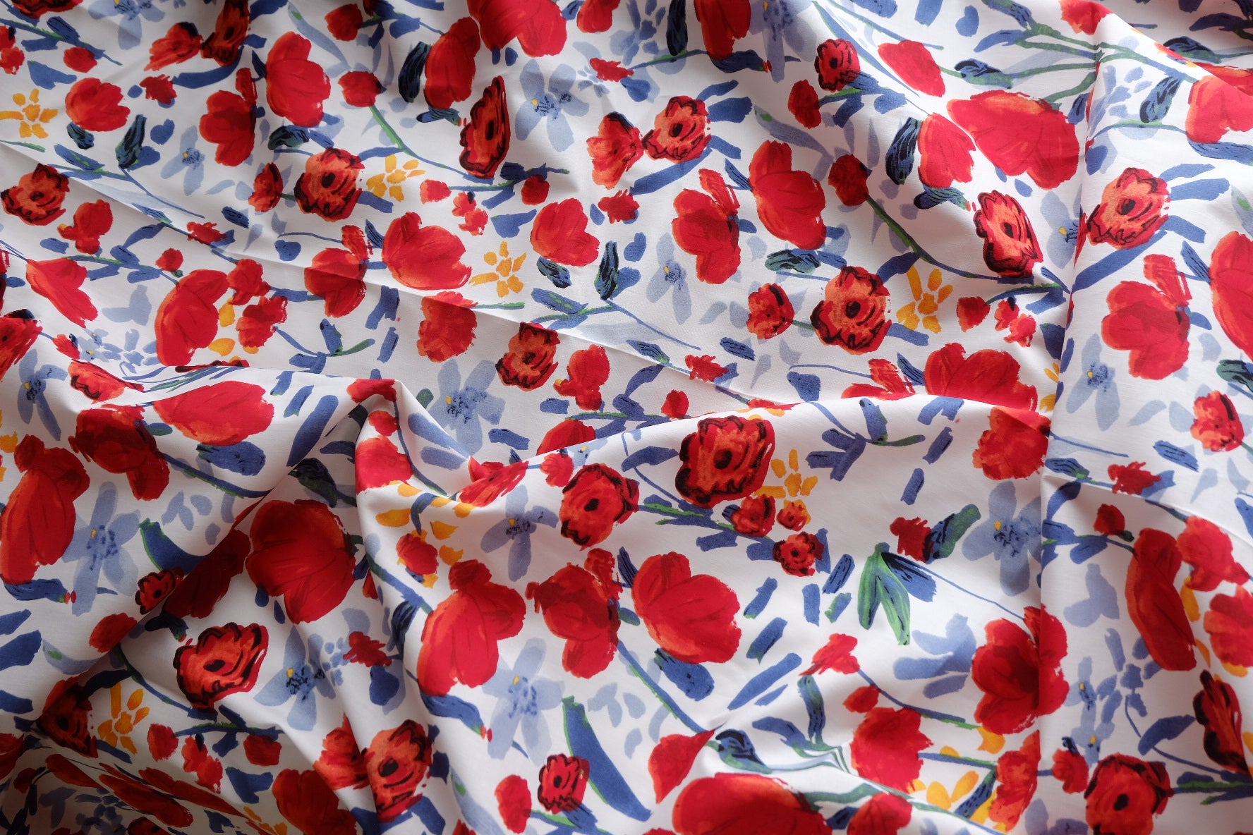 Red Watercolor Floral 40s Cotton Poplin – 3.3 yd