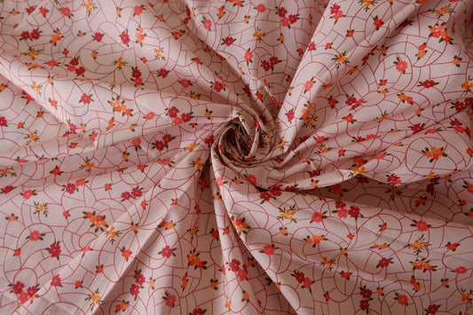 Pink Scattered Floral Cotton Lawn Fabric – 3.3 yd