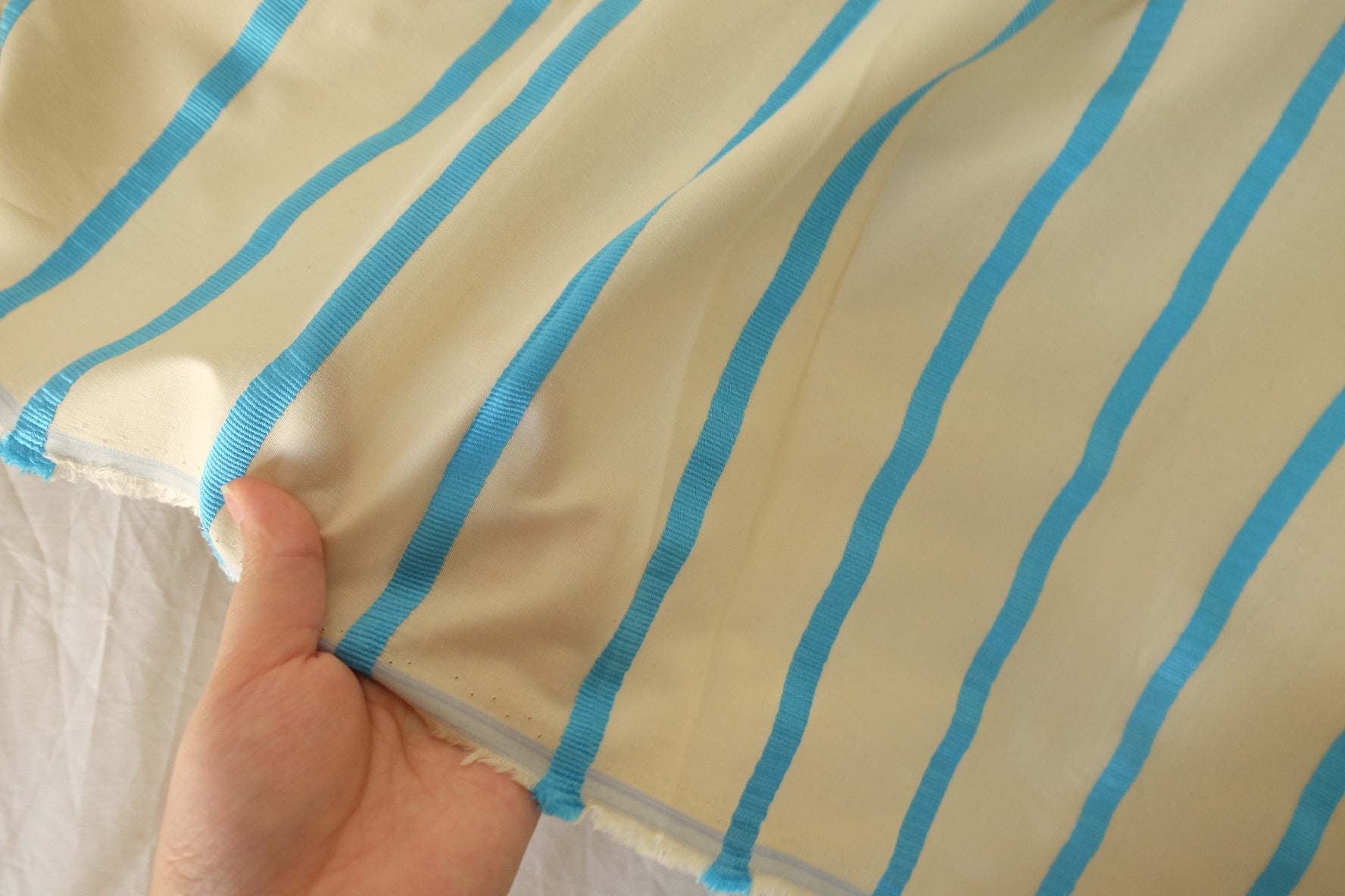 Blue Stripe Yarn-Dyed Cotton Poplin Fabric – 2.2 yd