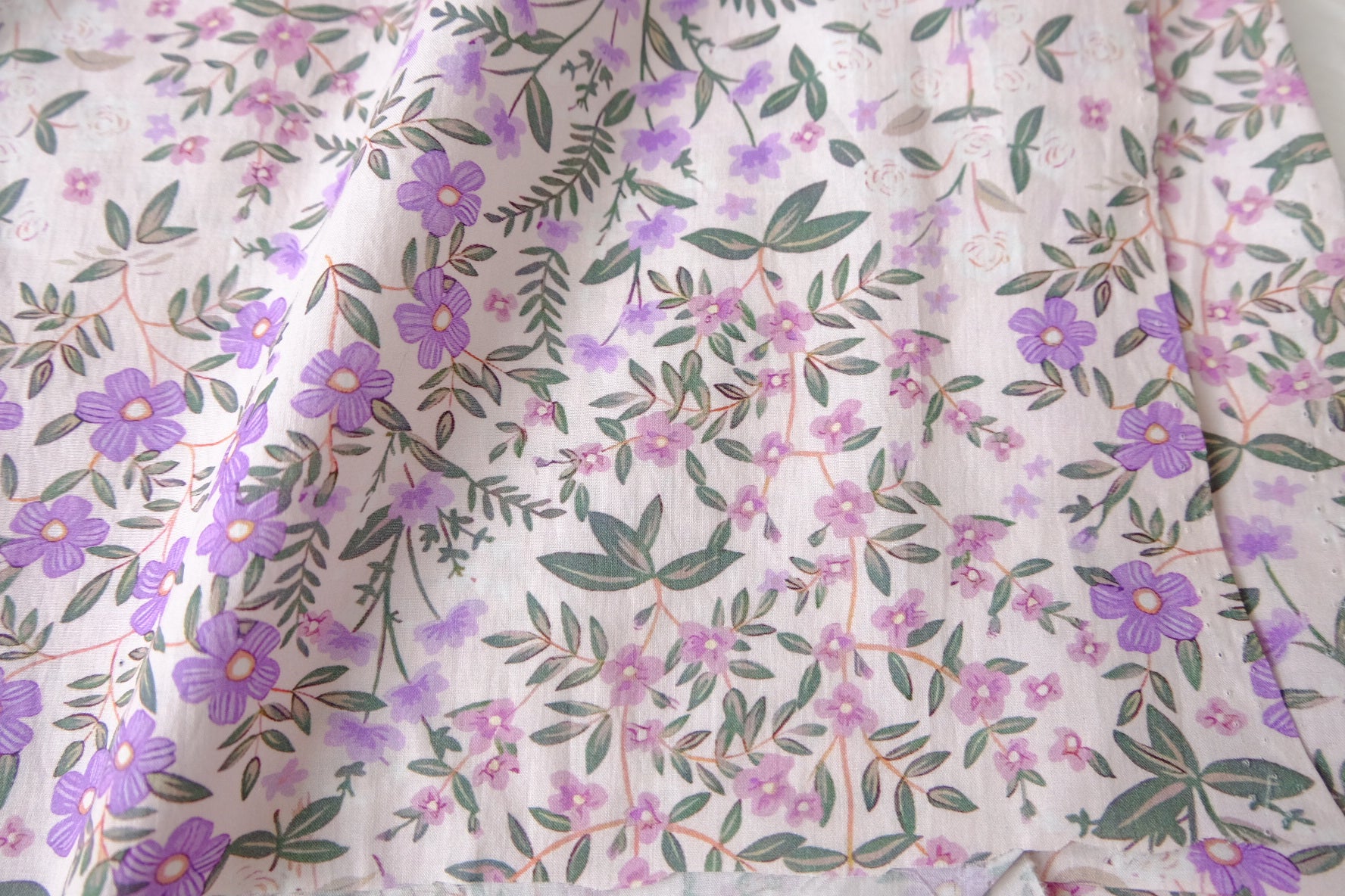 Lilac Meadow Floral Cotton Poplin, 2.19 Yards
