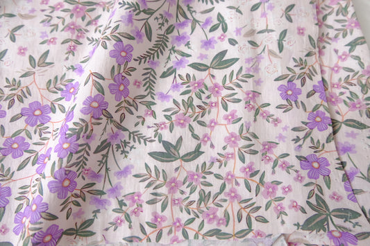 Lilac Meadow Floral Cotton Poplin, 2.19 Yards