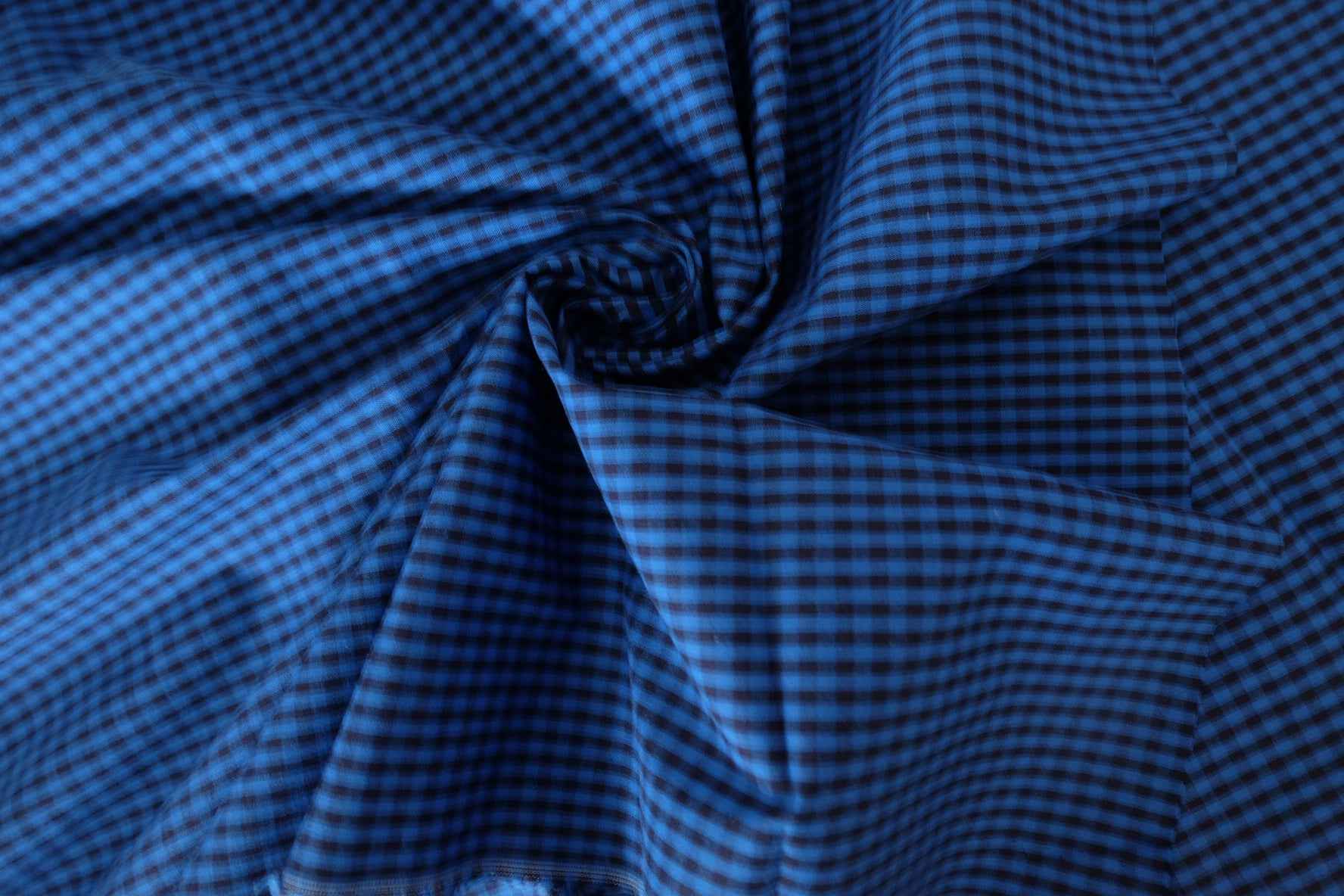 Blue-Black Yarn-Dyed Gingham Cotton Fabric – 3.3 yd