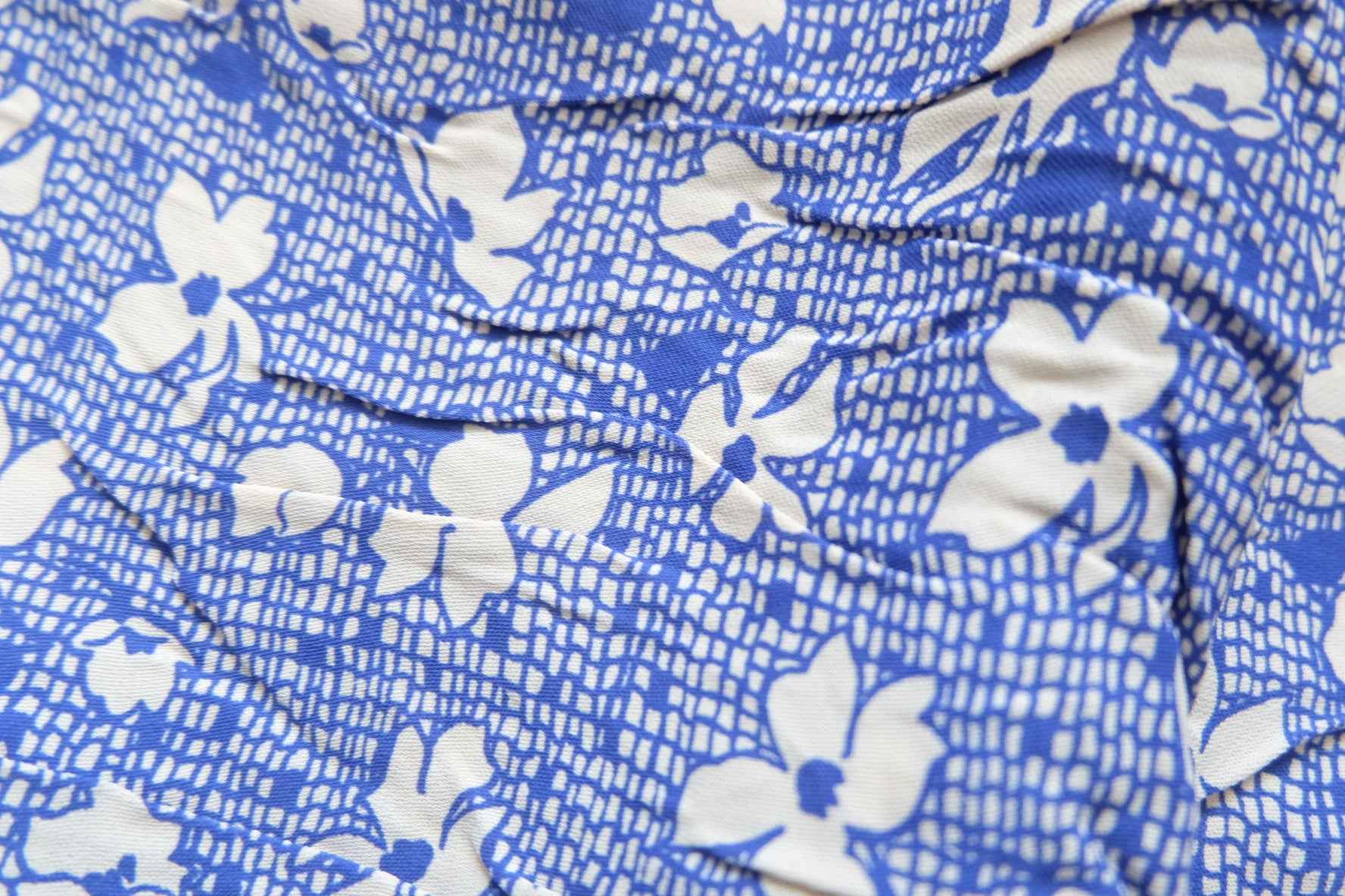 Blue Floral Cupro Fabric — 2.2 yd