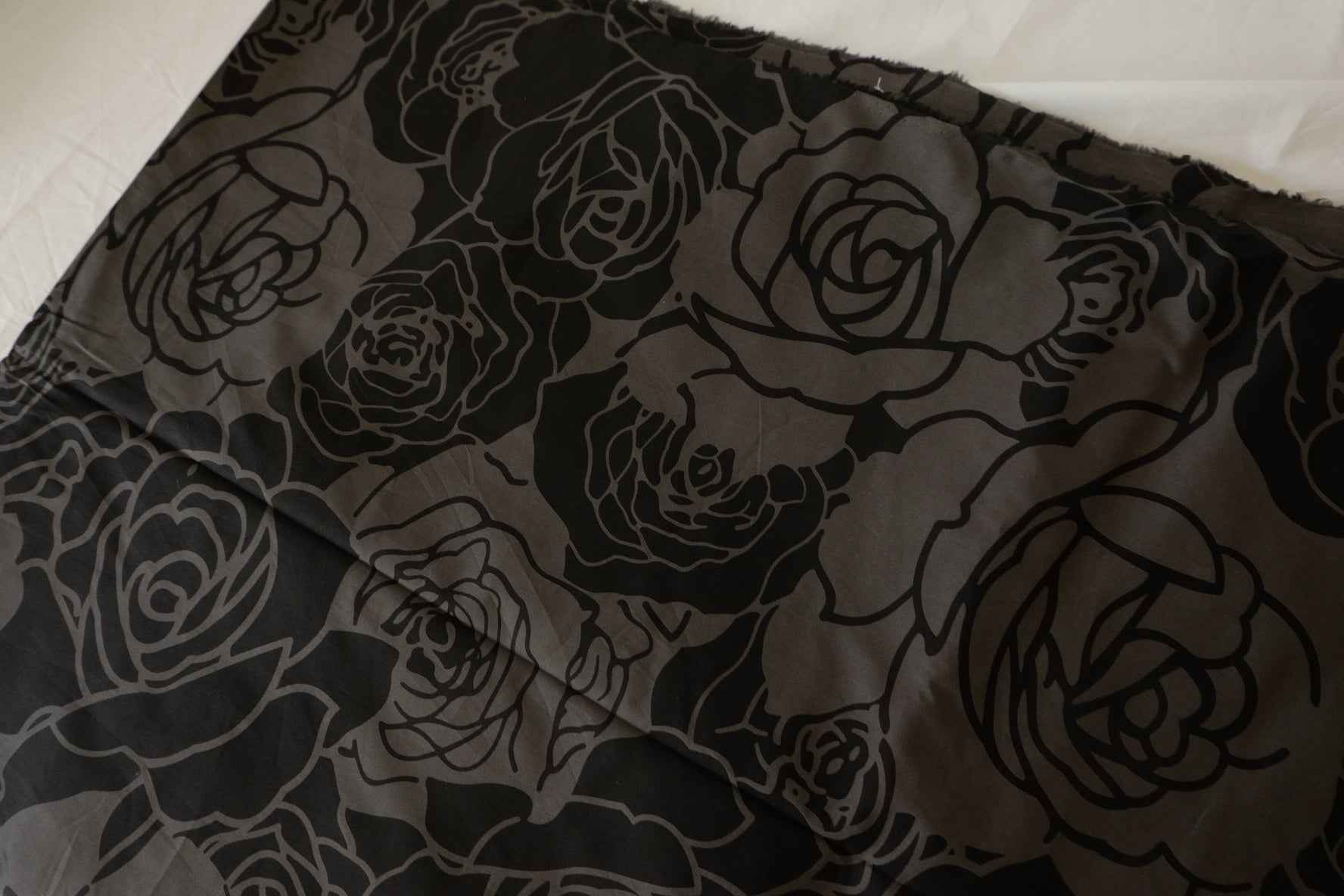 Dark Graphic Rose Heavy Cotton Poplin Fabric – 2 yd