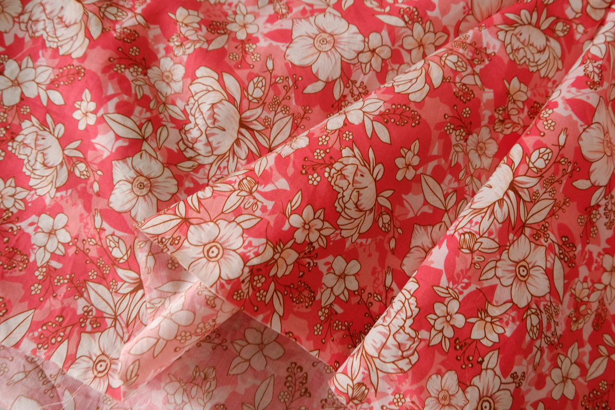 Coral Sketch Garden Cotton Lawn — 2.30 yd
