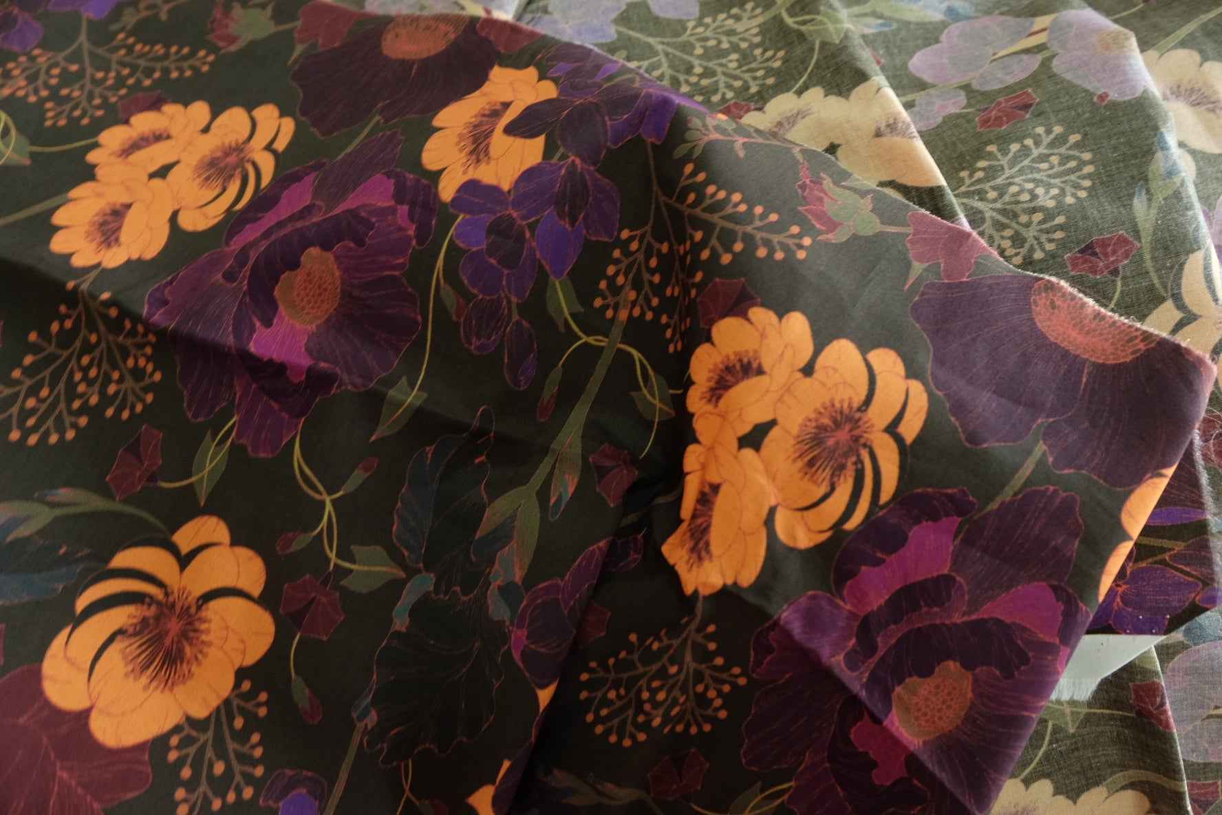 Dark Floral High-Density Cotton Poplin Fabric – 2.7 yd