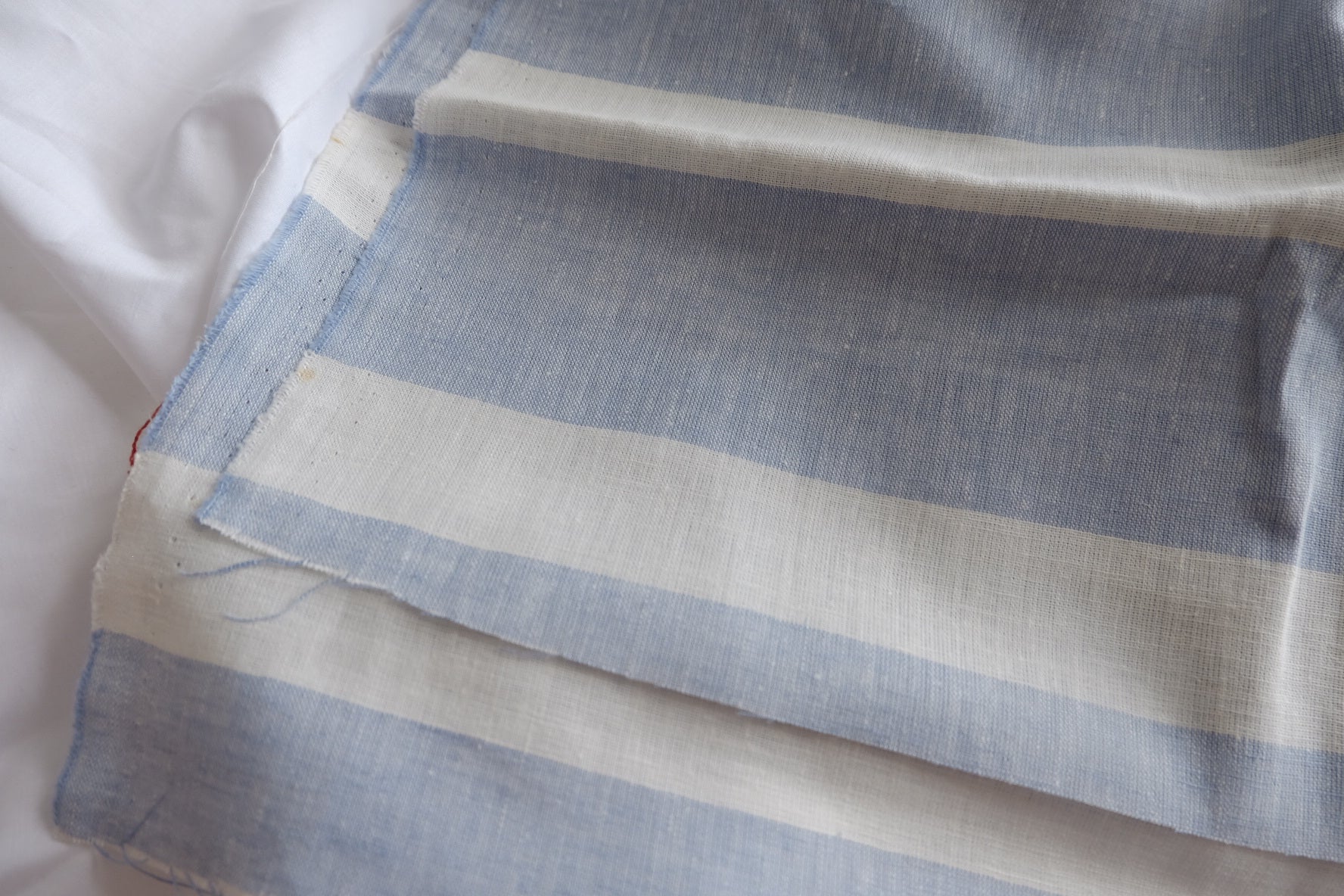 Soft Blue Stripe Cotton-Linen Fabric - 2.19 yd