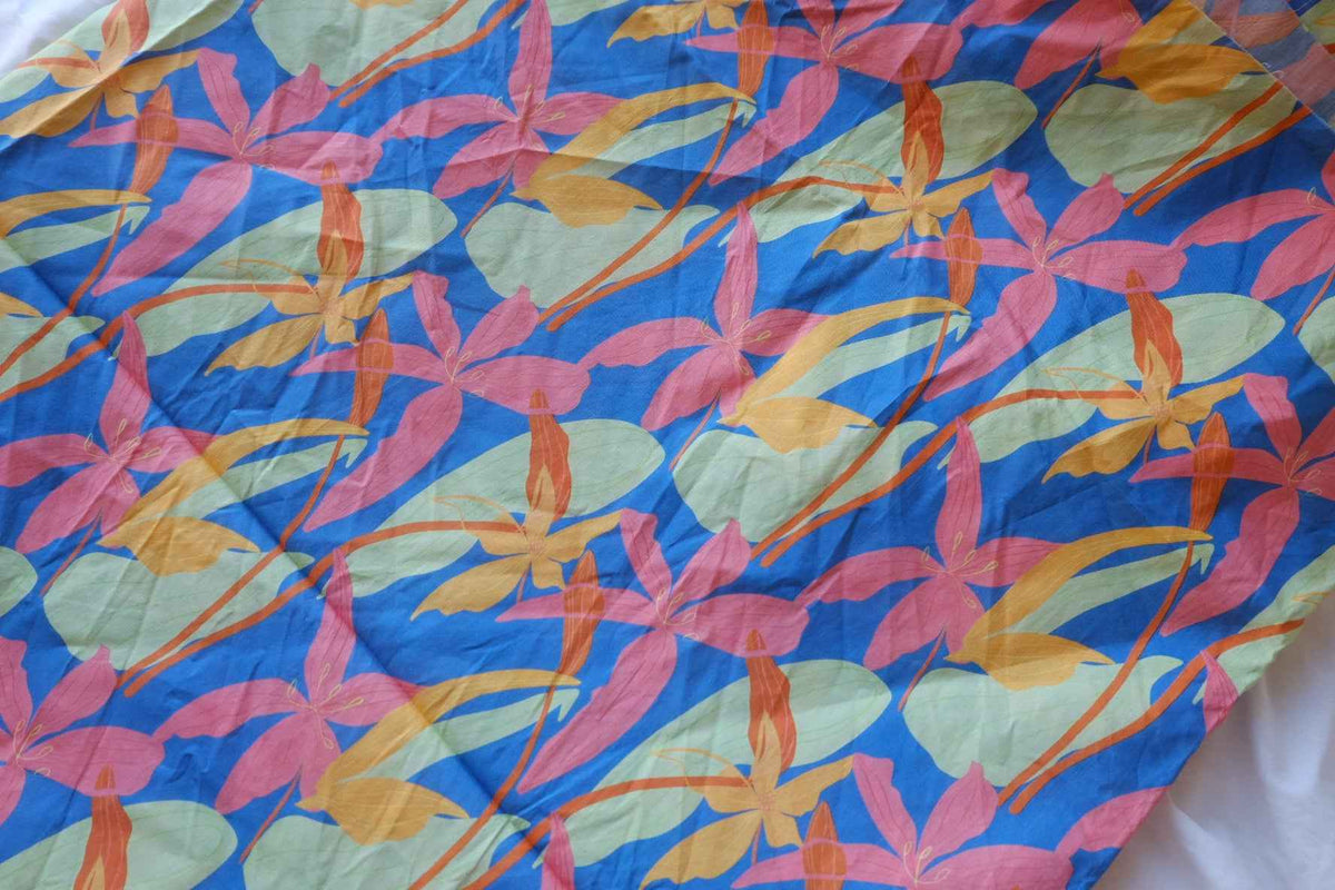 Tropical Paradise Floral Cotton Lawn Fabric – 2.84 yd