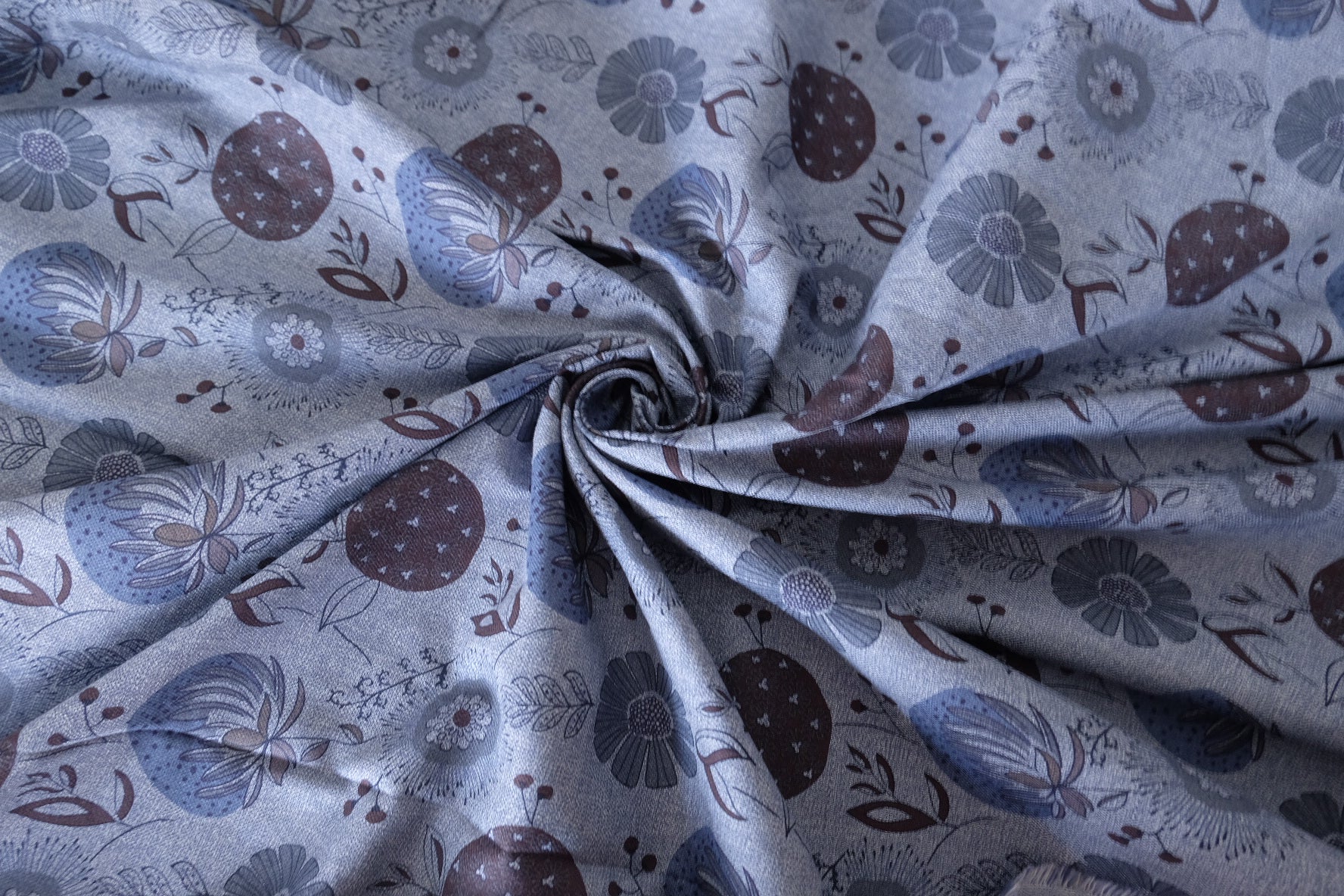 Soft Cotton Linen Floral Berry Print Fabric  – 1.6 yd Cut