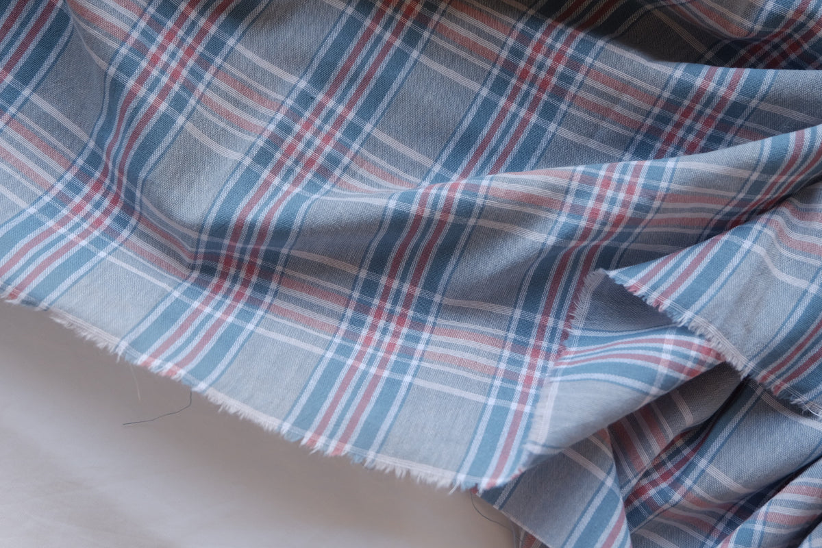 Dusty Blue Plaid Cotton Linen – 3.3 yd
