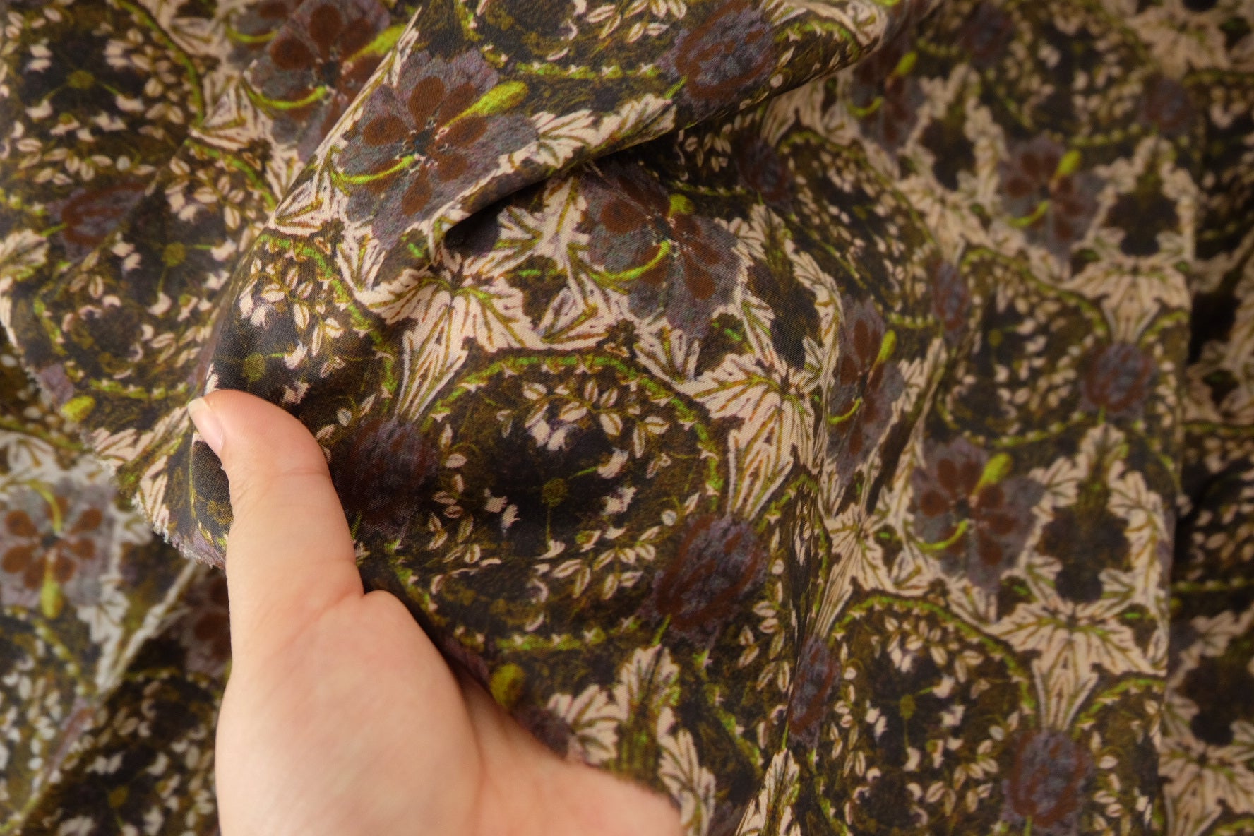 Dark Botanical Floral Cotton Fabric – 2.2 yd