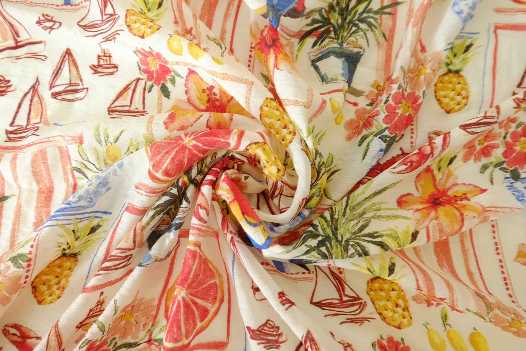 Tropical Fruit Tencel Cotton Fabric – 3.3 yd