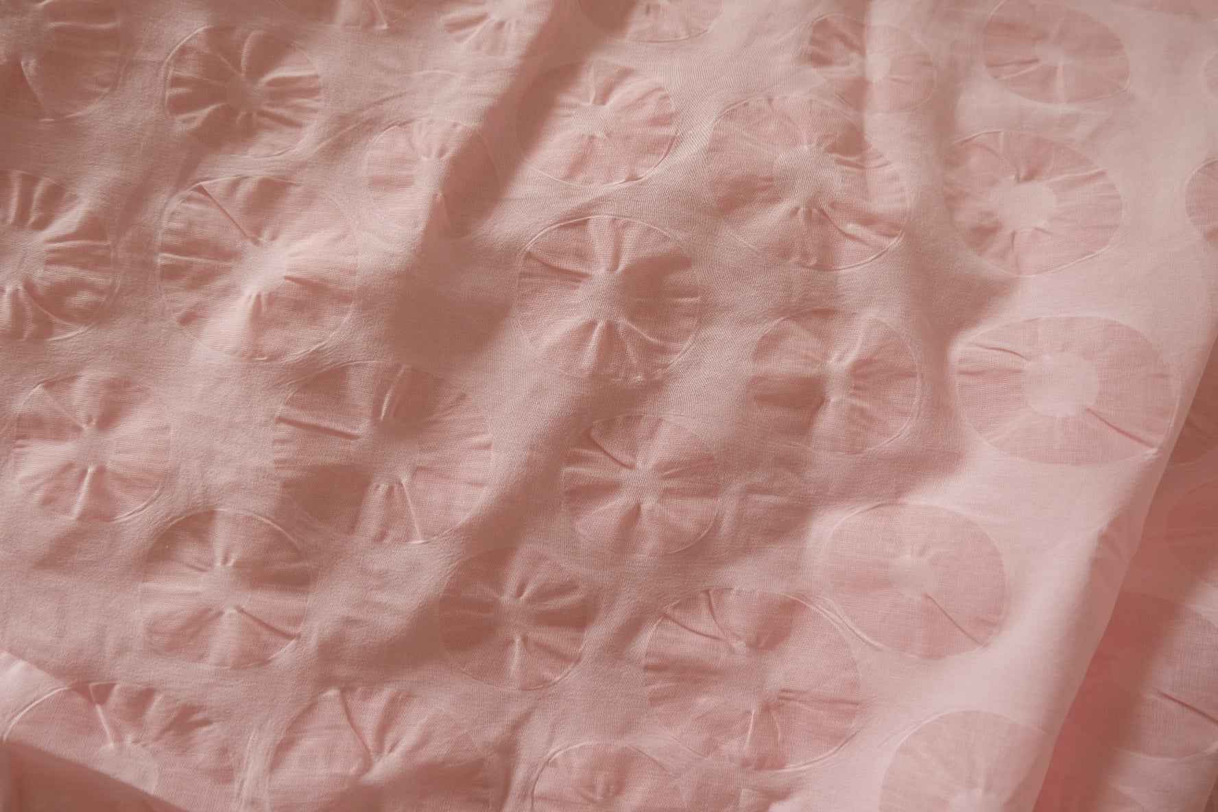 Blush Pink Circle Textured Cotton Fabric – 2.2 Yards