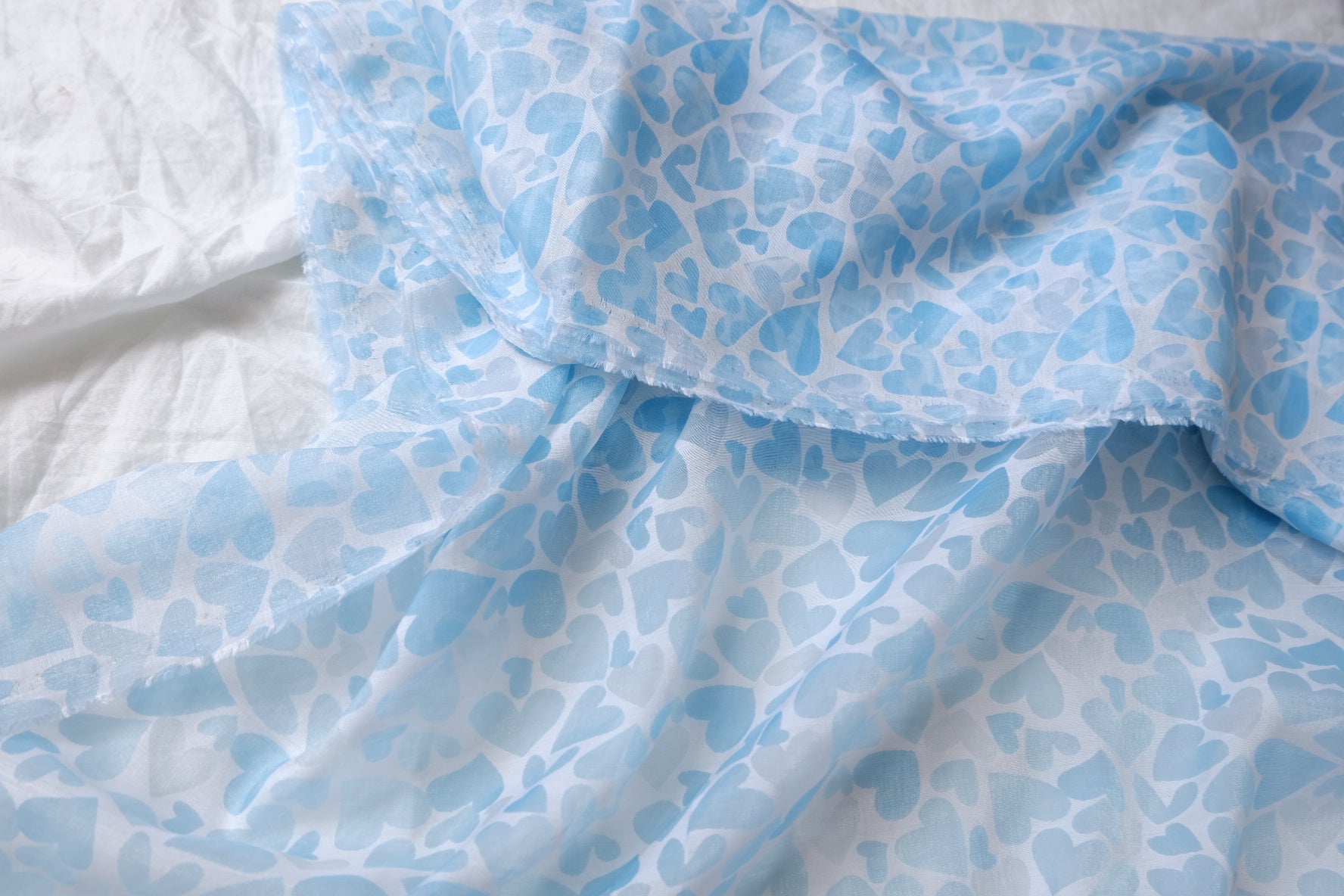 Sheer Blue Heart Tencel Fabric — 3.28 yd