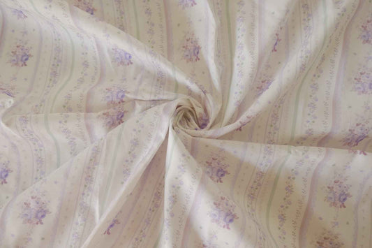 Floral Stripe Print  Cotton Satten -2.2 yards