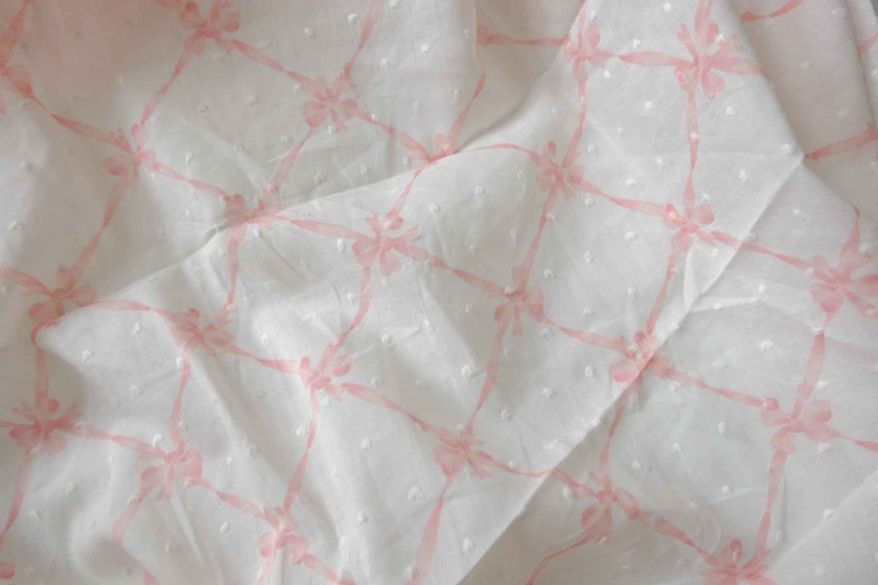 Sheer Pink Lattice Clip-Dot Cotton Fabric - 3.28 yd