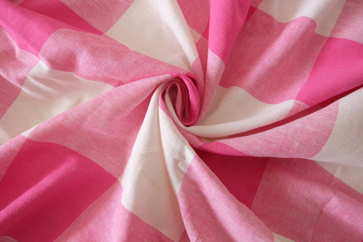 Pink Picnic Check Yarn-Dyed Cotton Linen – 2.2 Yards
