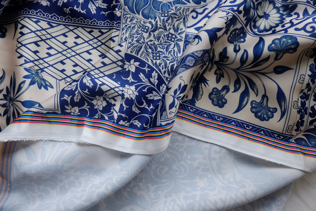 Blue Porcelain Print Satin – 2.2 yd