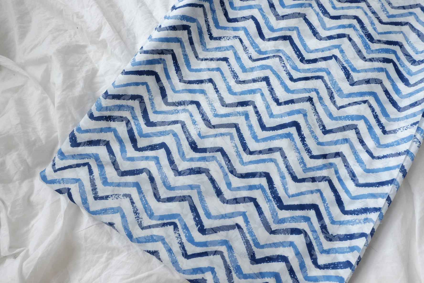 Blue Wave Stripe Tencel Cotton Fabric, Lightweight and Airy, 3.28 Yards