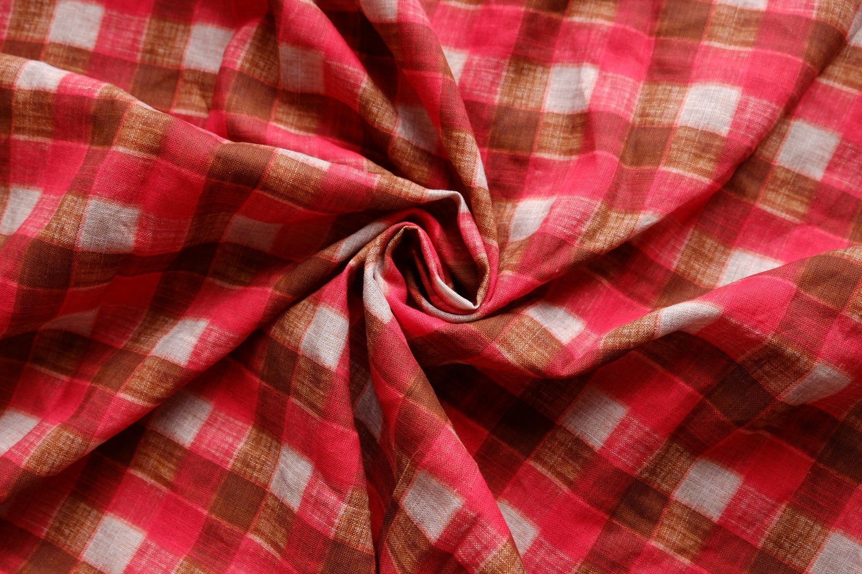 Rust Plaid Linen Cotton Fabric – 2.2 yd