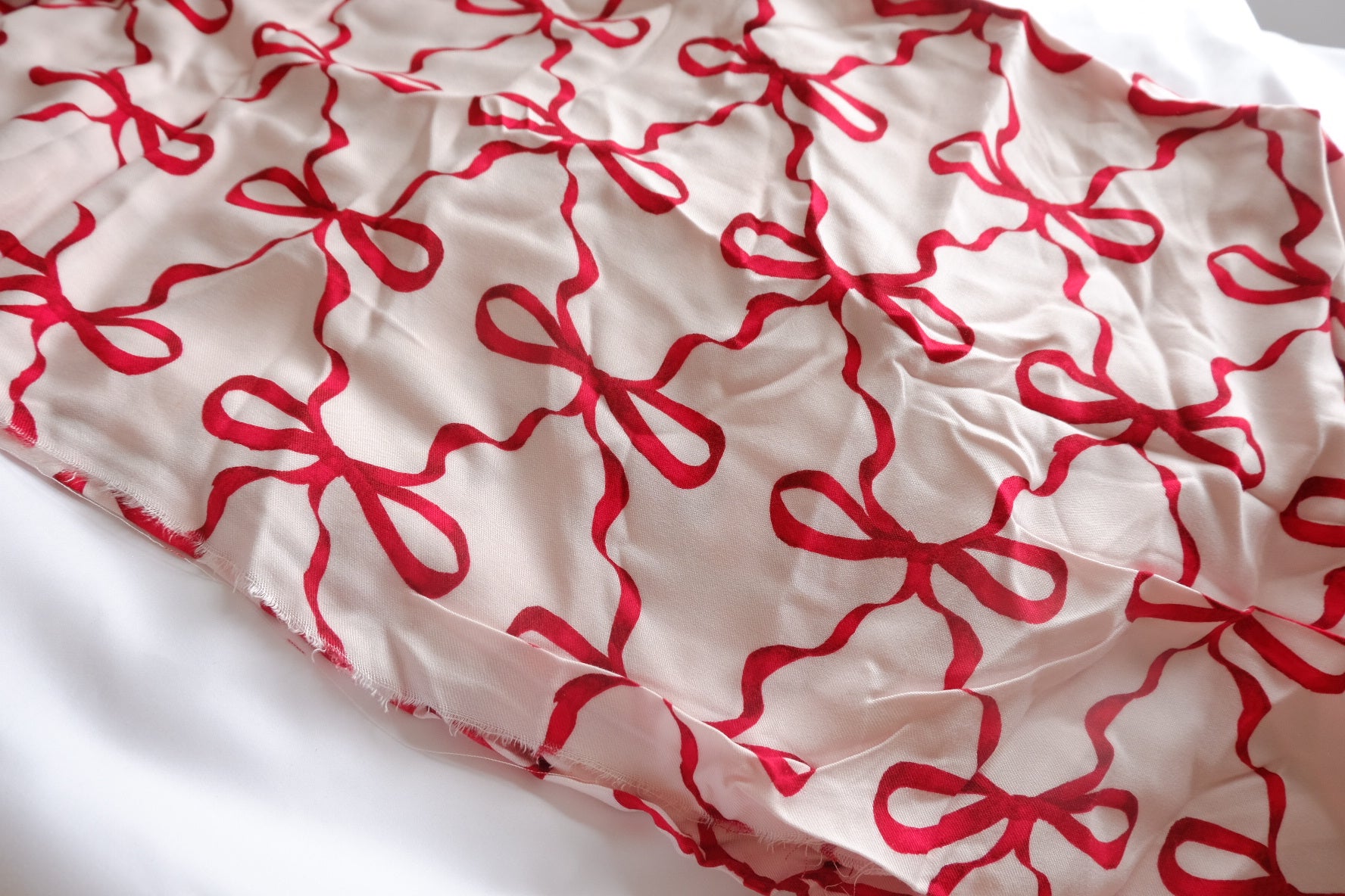 Red Bow Rayon Challis Fabric - 3.28 yd