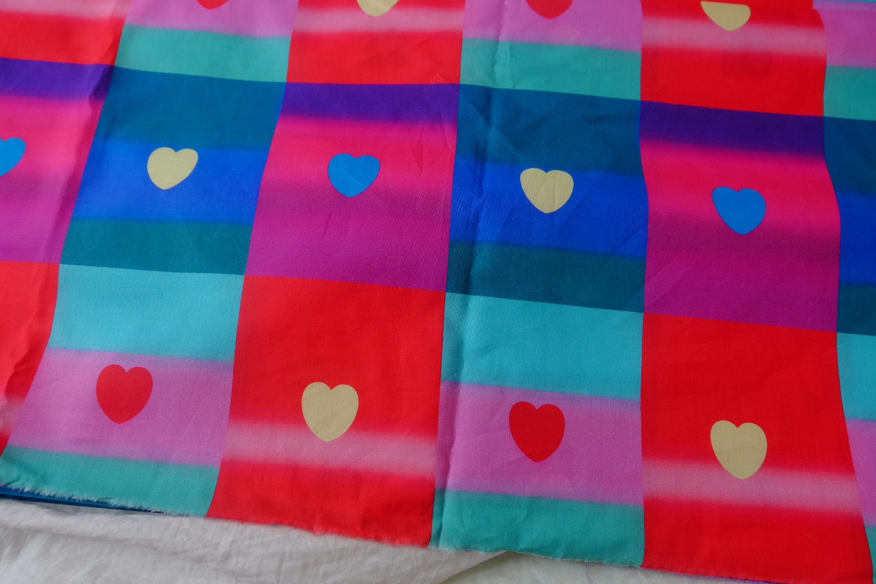 Bold Colorblock Heart Cotton Poplin Fabric - 2.19 yd