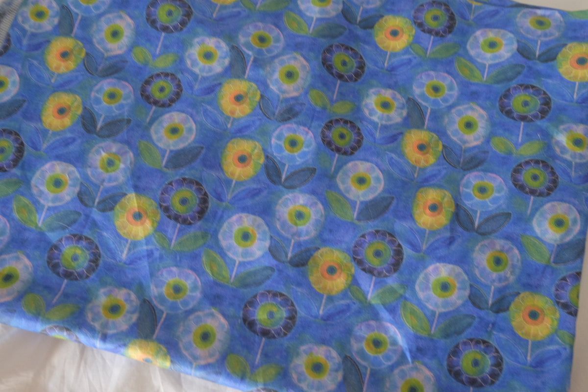 Blue Daydream – Whimsical Floral Cotton Sateen Fabric | 2.2 Yards