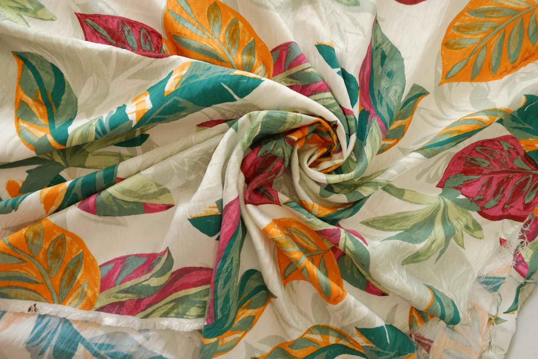 Textured Tropical Leaf Tencel Cotton Fabric – 3.3 yd