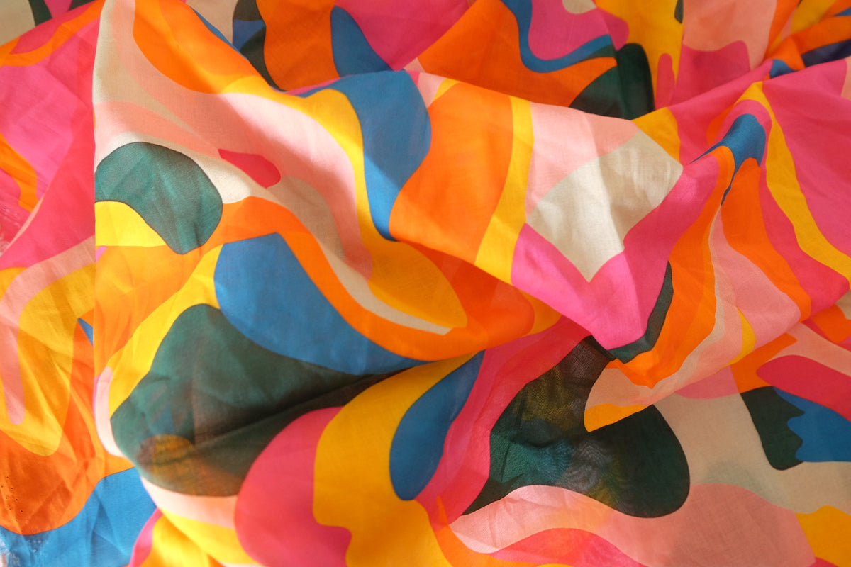 Colorful Daydream – Abstract Print Cotton Voile Fabric | 3.3 Yards