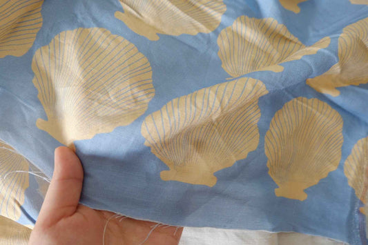 Seashell Print Cotton Linen Fabric – 1.4 yd