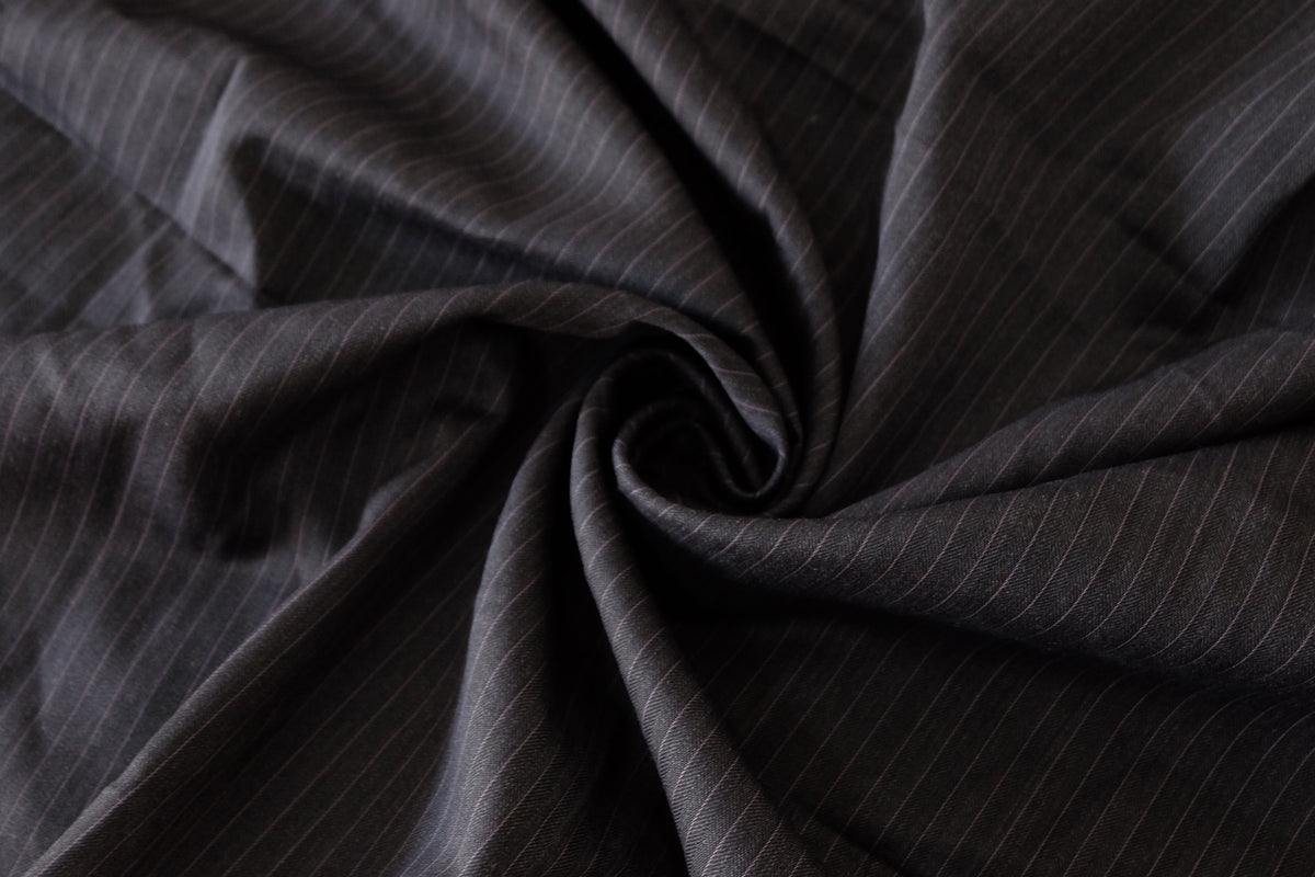 Charcoal Pinstripe Wool Blend Suiting – 2.2 yd