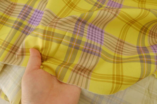 Yellow Lavender Plaid Cotton Poplin Fabric – 3.3 yd
